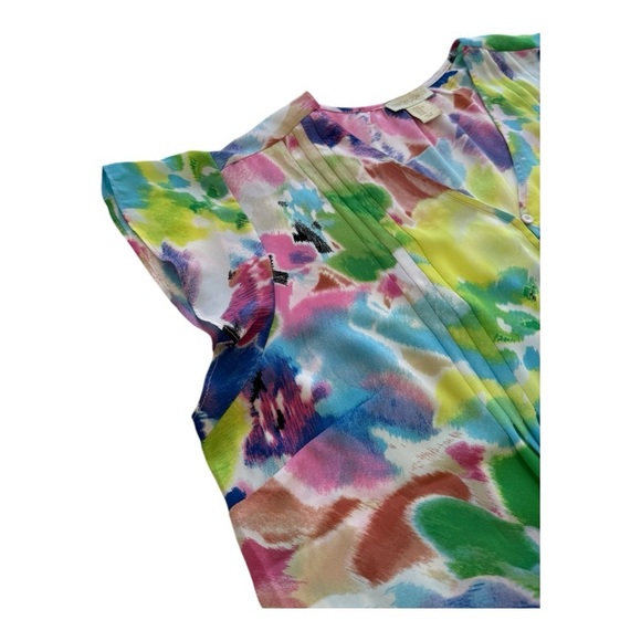 Cynthia Rowley Flutter Sleeve Button Front Floral Blouse - Size 2X - Picture 3 of 10